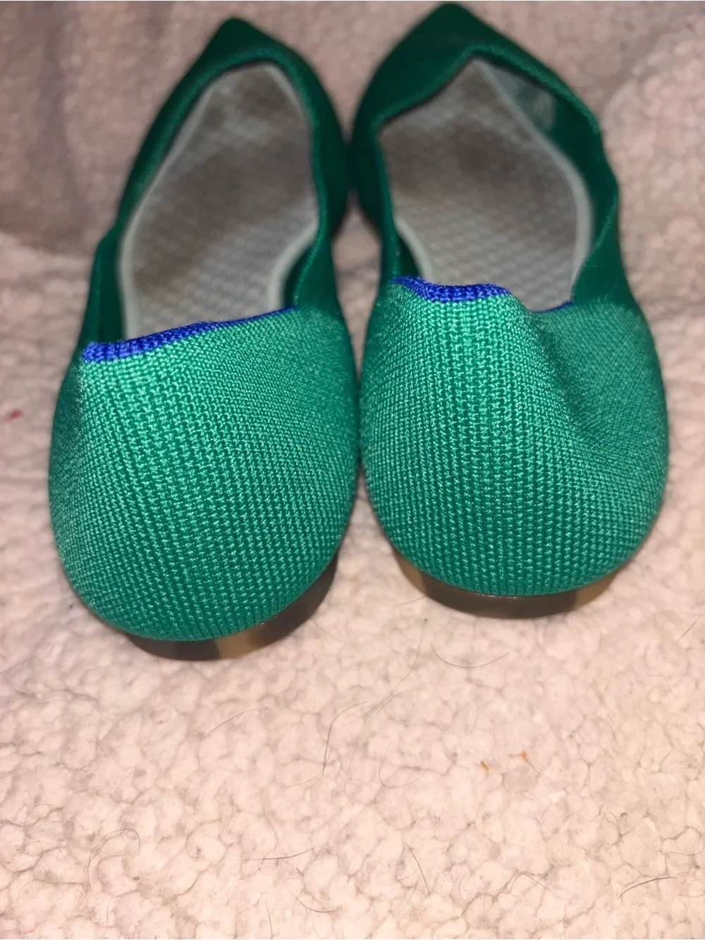 Rothy’s The Point Emerald Green Cobalt Trim Flats Women’s Size 10 US